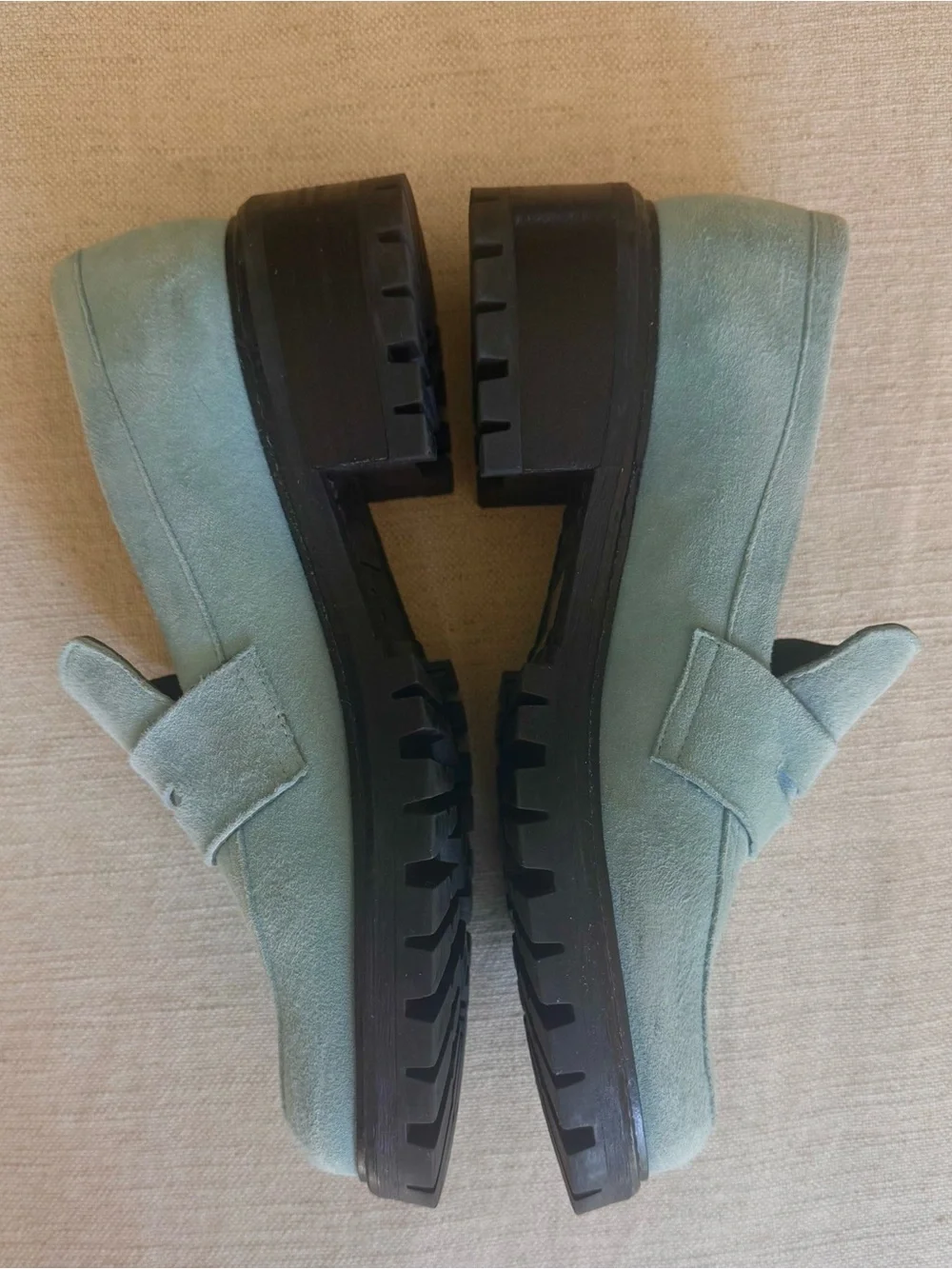 Maguire Sintra Powder Blue Suede Lug Sole Penny Loafers EU 38 Made in Portugal